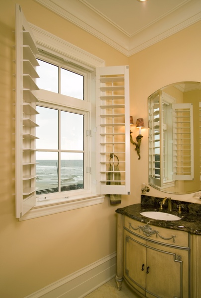 Plantation shutters in Hartford coastal home